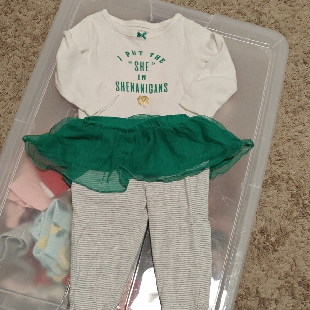 Carter's White and Green Kids Matching Set